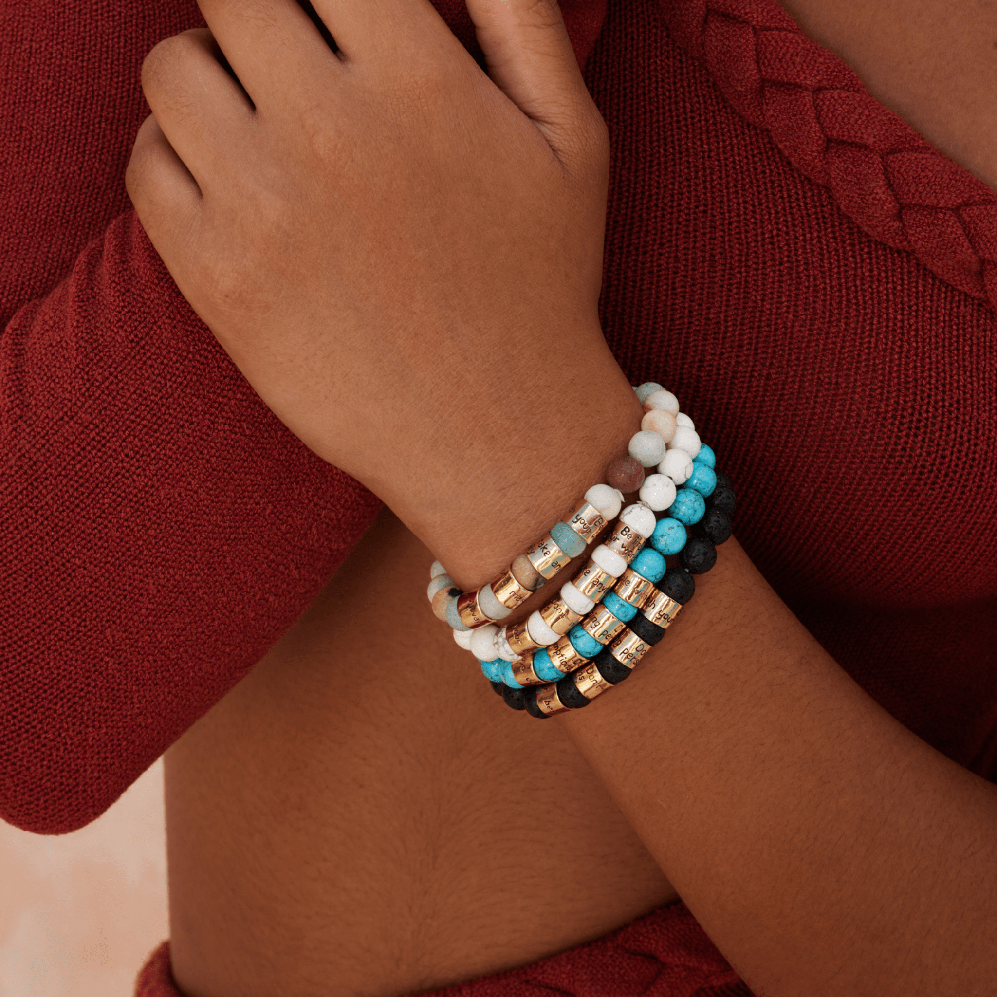 Jewelry Evolution Bracelet The Four Agreements Black Lava Rock Beaded Bracelet