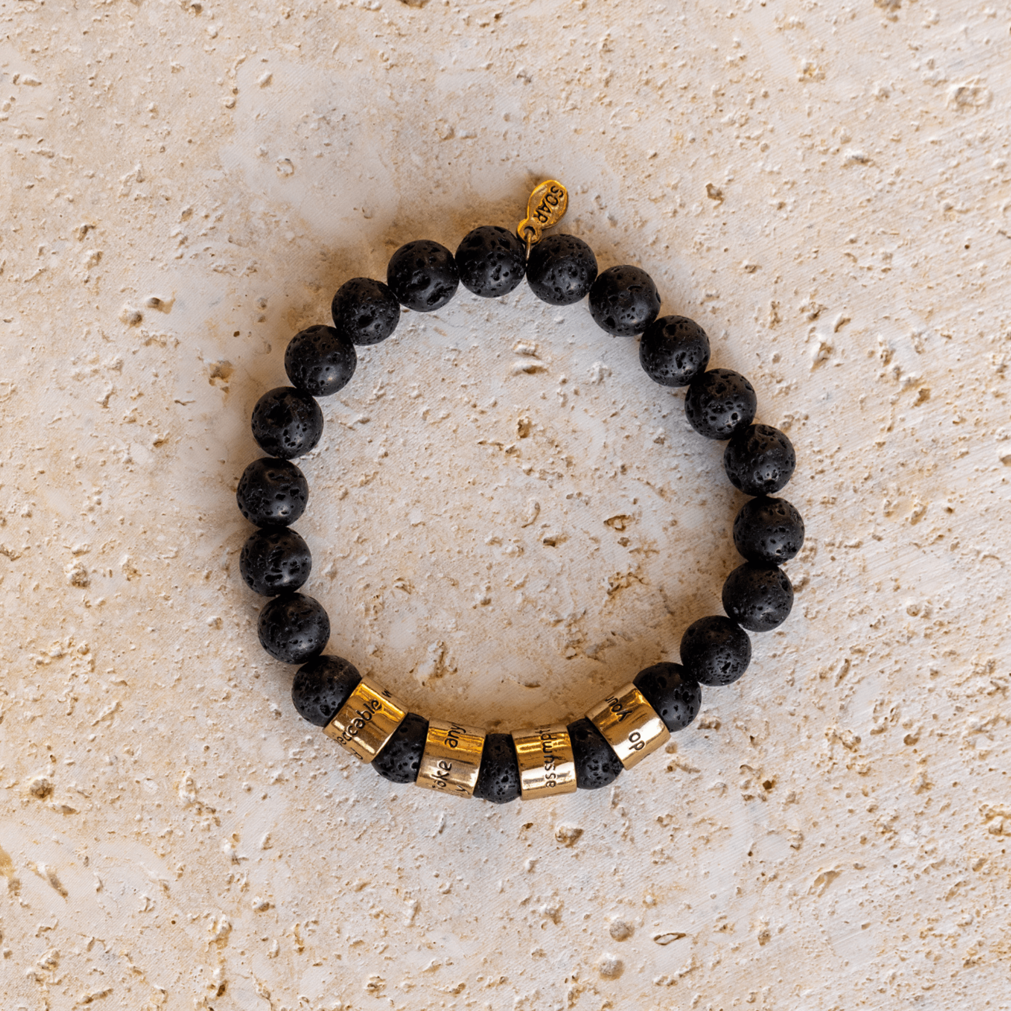 Jewelry Evolution Bracelet The Four Agreements Black Lava Rock Beaded Bracelet