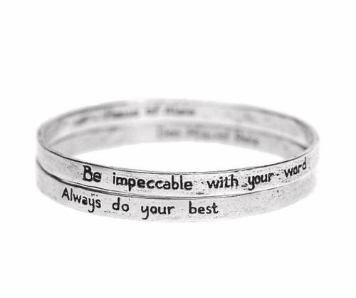 Jewelry Evolution Bracelet The Four Agreements Double Bangle Set