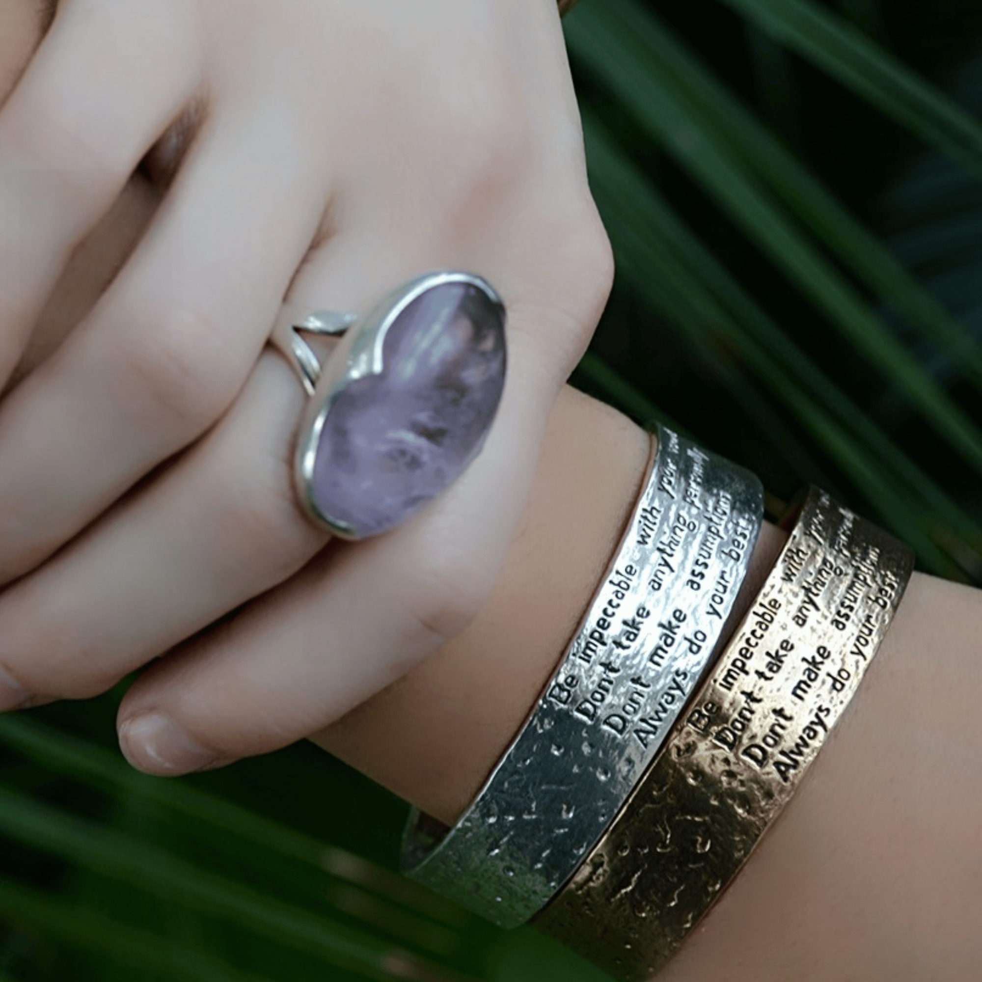 Jewelry Evolution Bracelet The Four Agreements Matte Textured Cuff