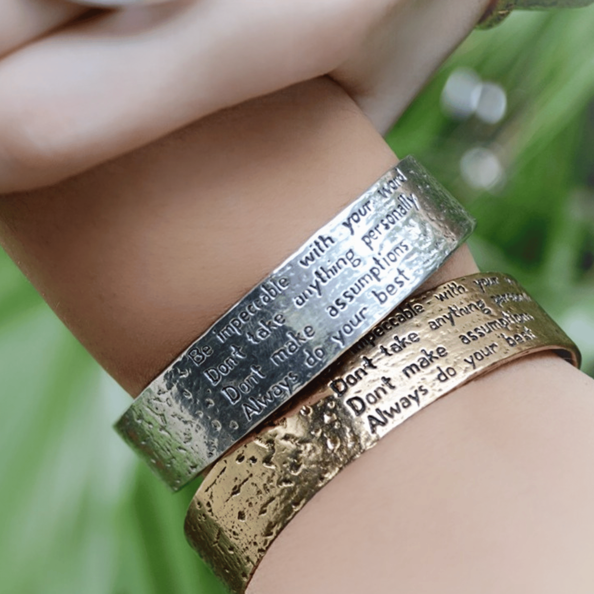 Jewelry Evolution Bracelet The Four Agreements Matte Textured Cuff