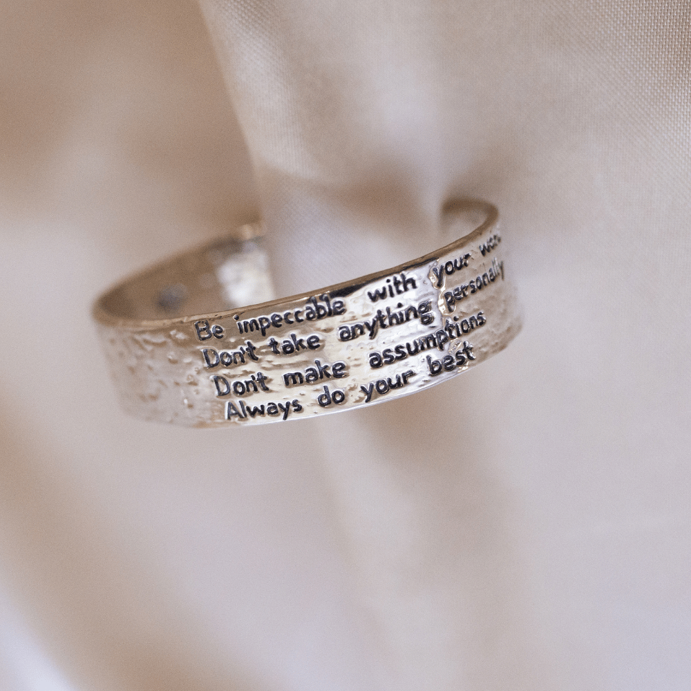 Jewelry Evolution Bracelet The Four Agreements Matte Textured Cuff