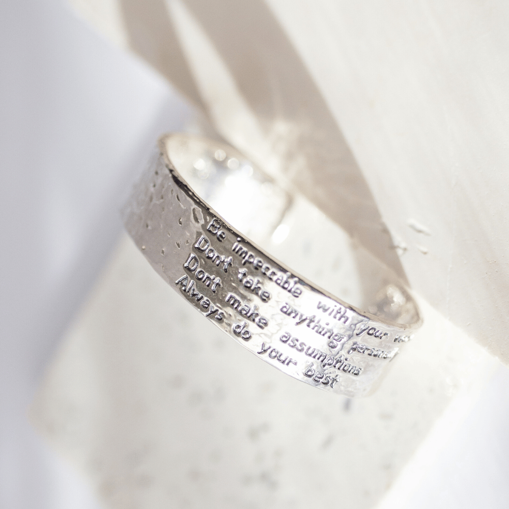 Jewelry Evolution Bracelet The Four Agreements Matte Textured Cuff