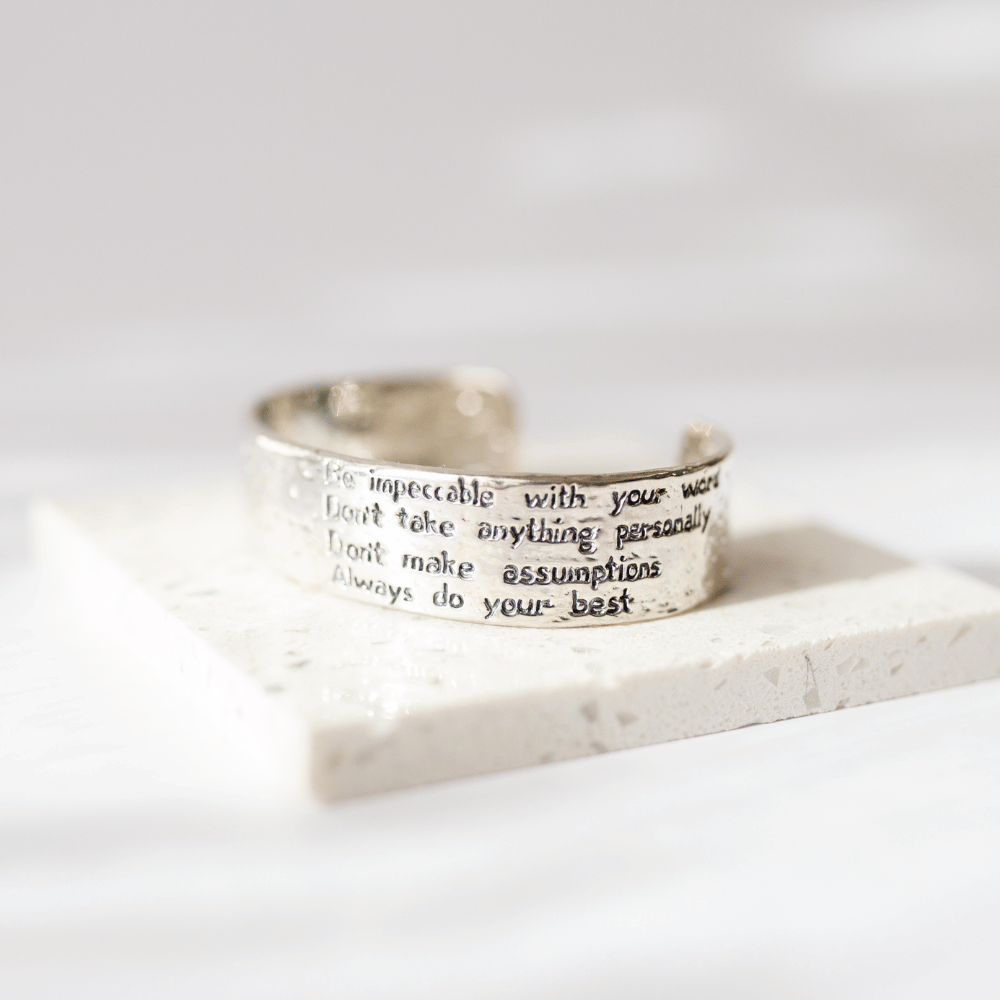 Jewelry Evolution Bracelet The Four Agreements Matte Textured Cuff