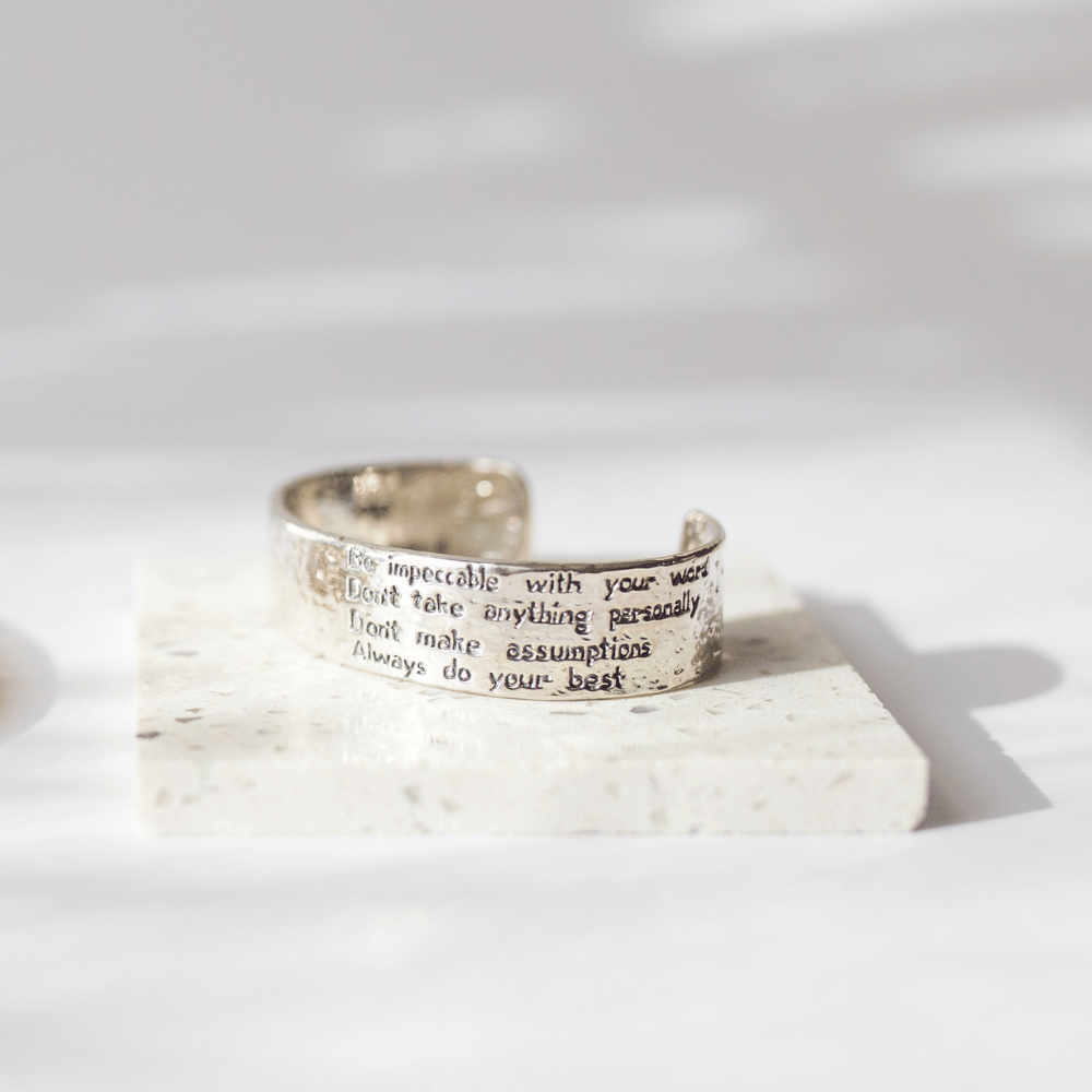 Jewelry Evolution Bracelet The Four Agreements Matte Textured Cuff