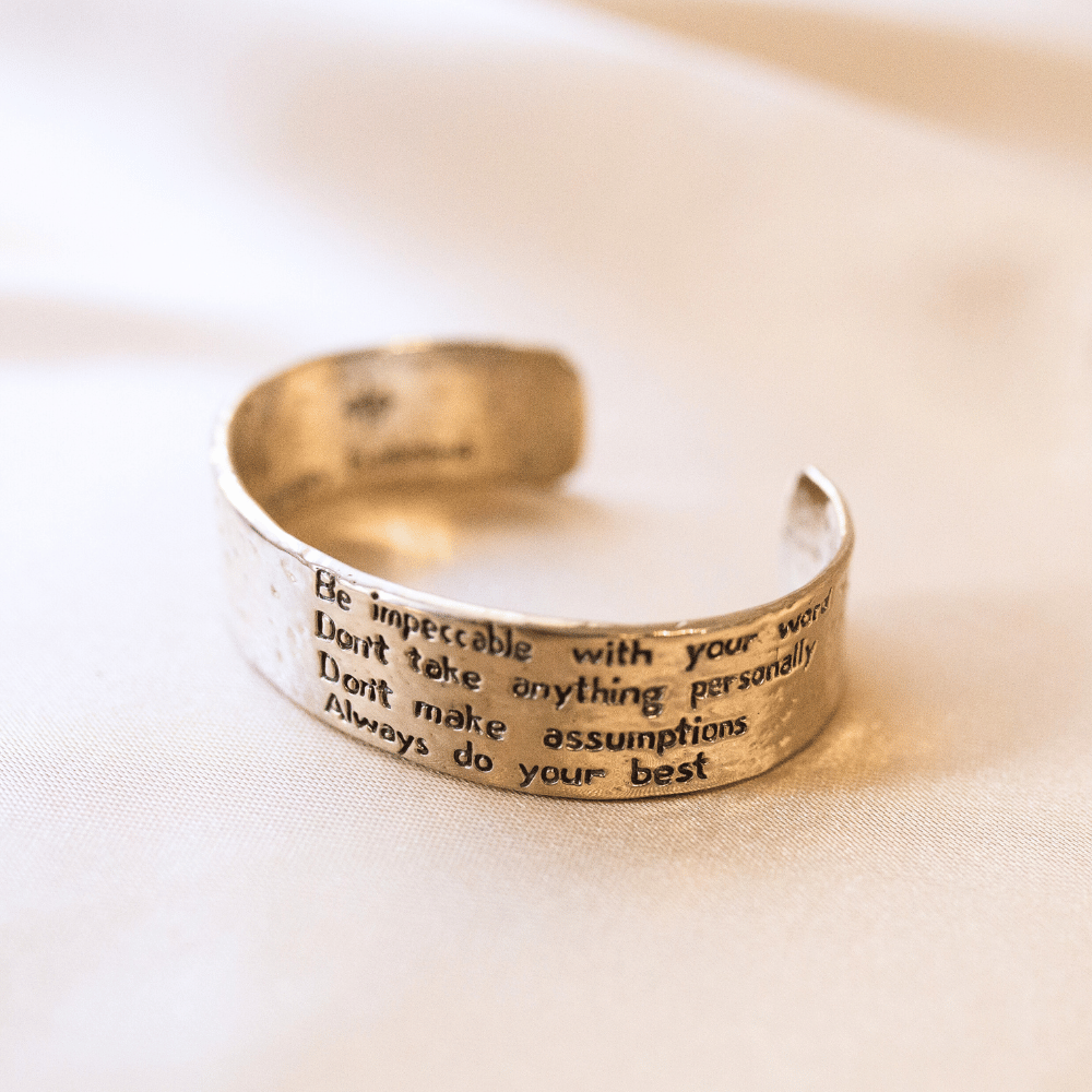 Jewelry Evolution Bracelet The Four Agreements Matte Textured Cuff