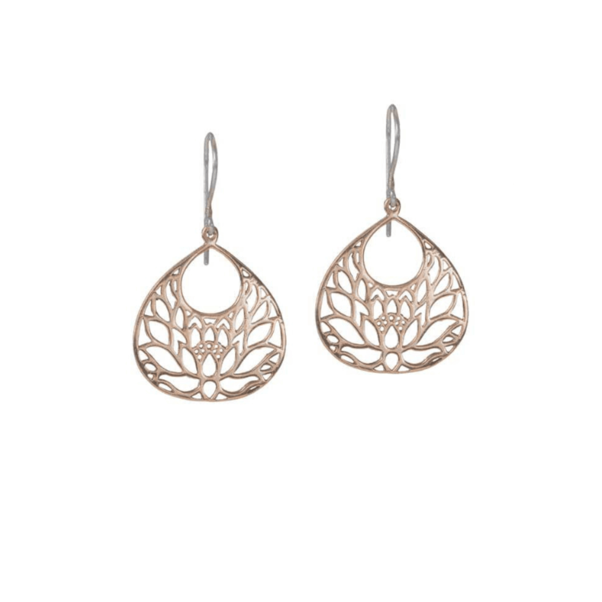 Jewelry Evolution Earrings Bronze with Sterling Silver Hook Lotus Flower Petite Earrings