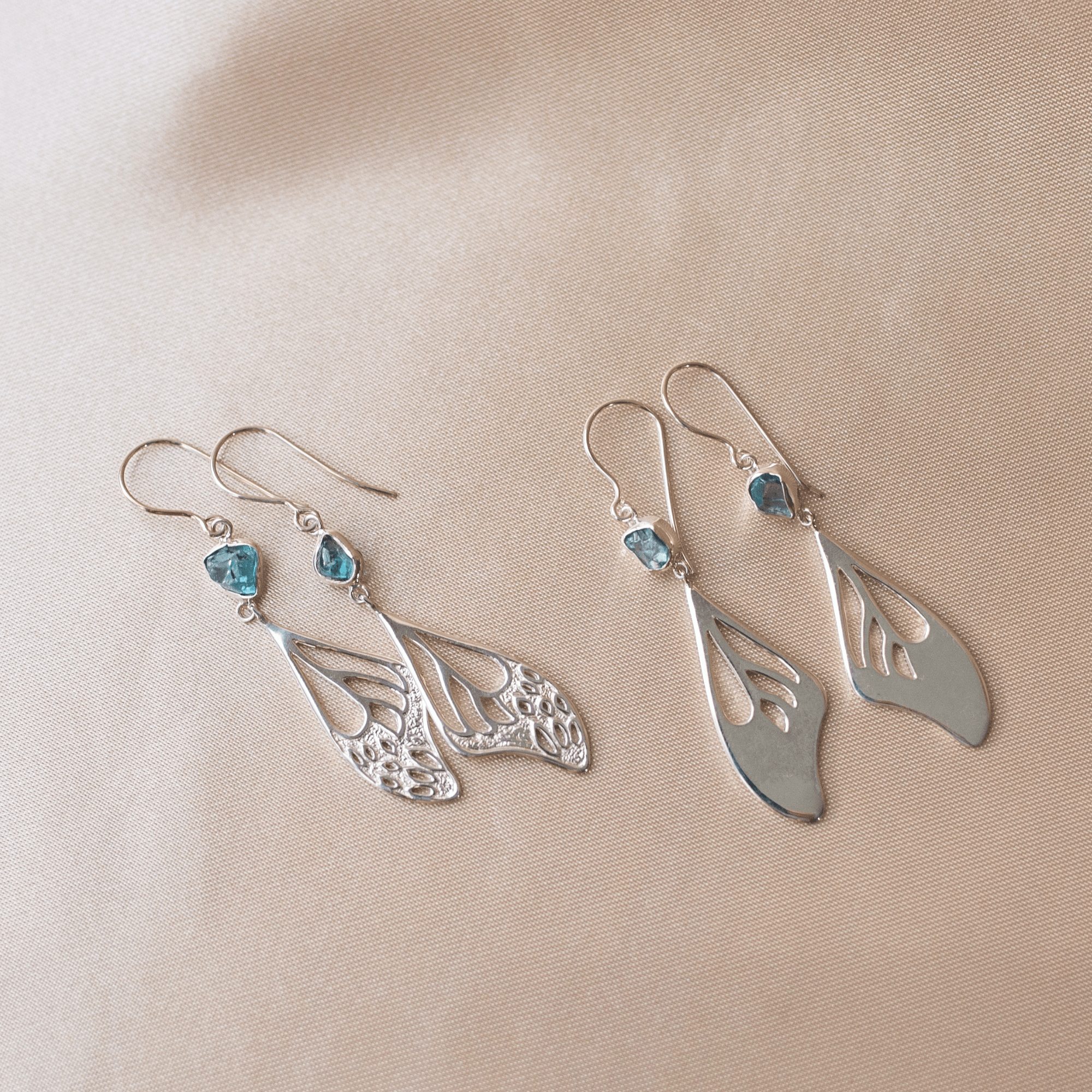 Jewelry Evolution Earrings Elegance Butterfly Wing Earrings with Blue Zircon