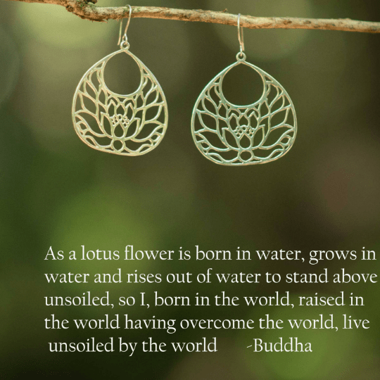 Jewelry Evolution Earrings Lotus Flower Earrings in Sterling Silver