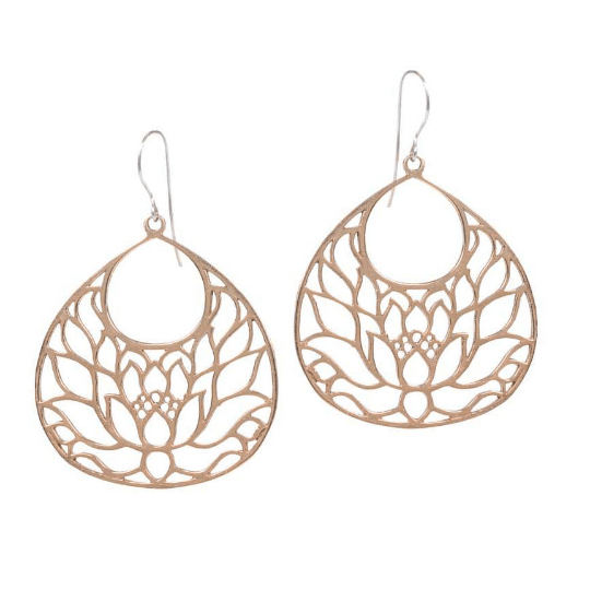 Jewelry Evolution Earrings Lotus Flower Earrings in Sterling Silver