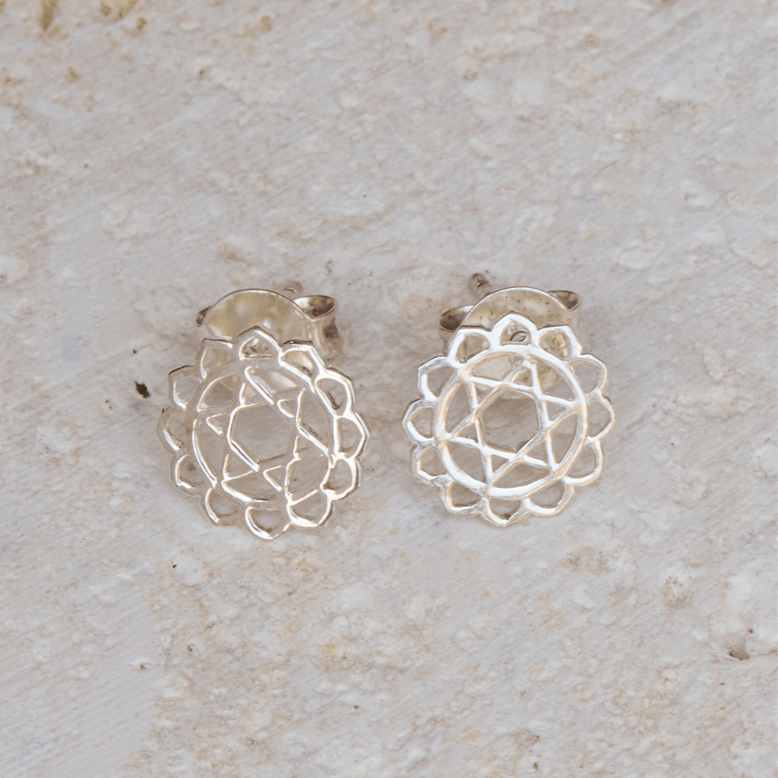 Jewelry Evolution Earrings Sterling Silver Heart Chakra Stud Earrings