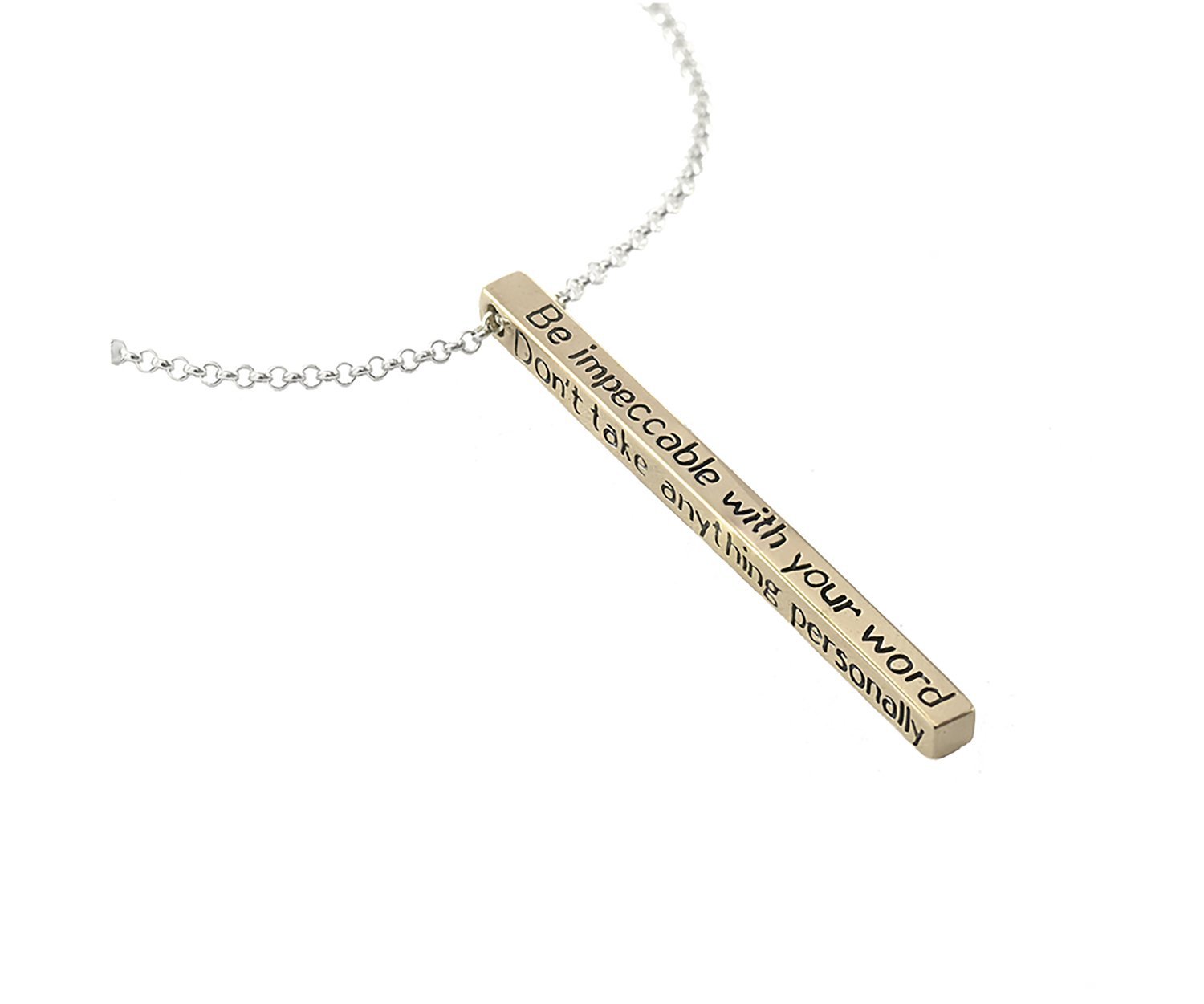 Jewelry Evolution Necklace 20-18-16" / Brass The Four Agreements Bar Necklace