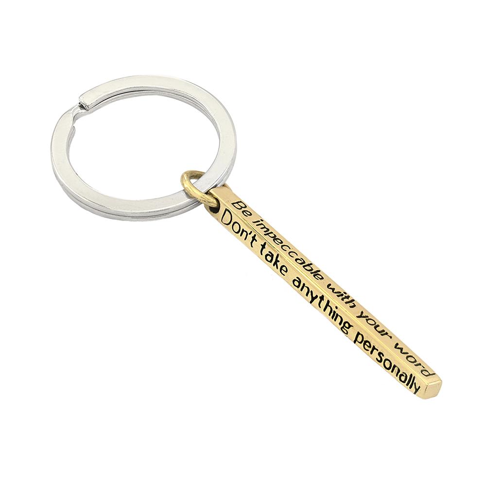 Jewelry Evolution Necklace Brass The Four Agreements Bar Keychain