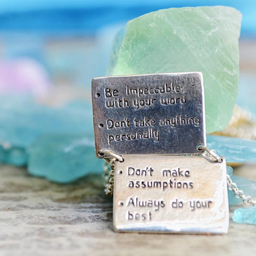 Jewelry Evolution Necklace The Four Agreements Book Necklace