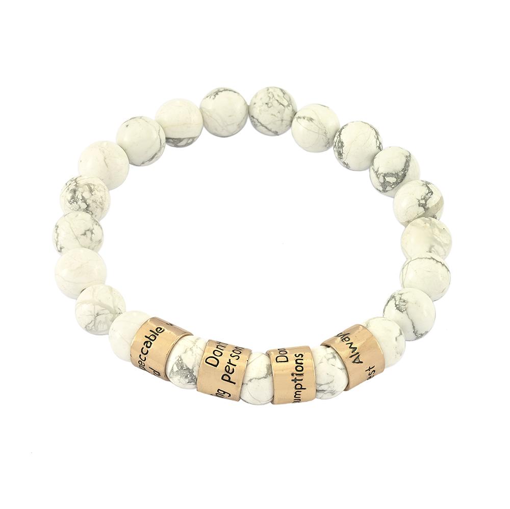 Jewelry Evolution8 Bracelet Brass The Four Agreements Howlite Beaded Bracelet