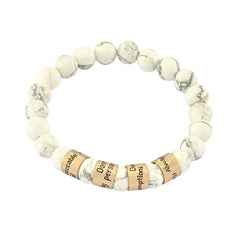 Jewelry Evolution8 Bracelet Brass The Four Agreements Howlite Beaded Bracelet