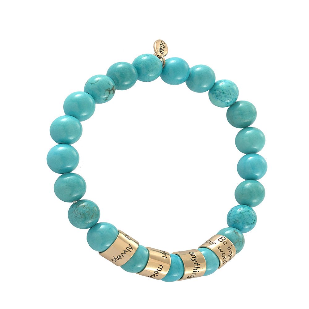 Jewelry Evolution8 Bracelet Bronze The Four Agreements Turquoise Beaded Bracelet