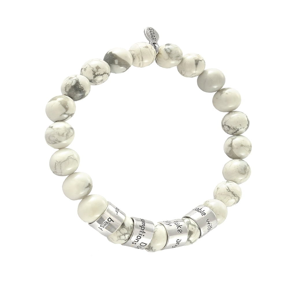 Jewelry Evolution8 Bracelet Sterling Silver The Four Agreements Howlite Beaded Bracelet
