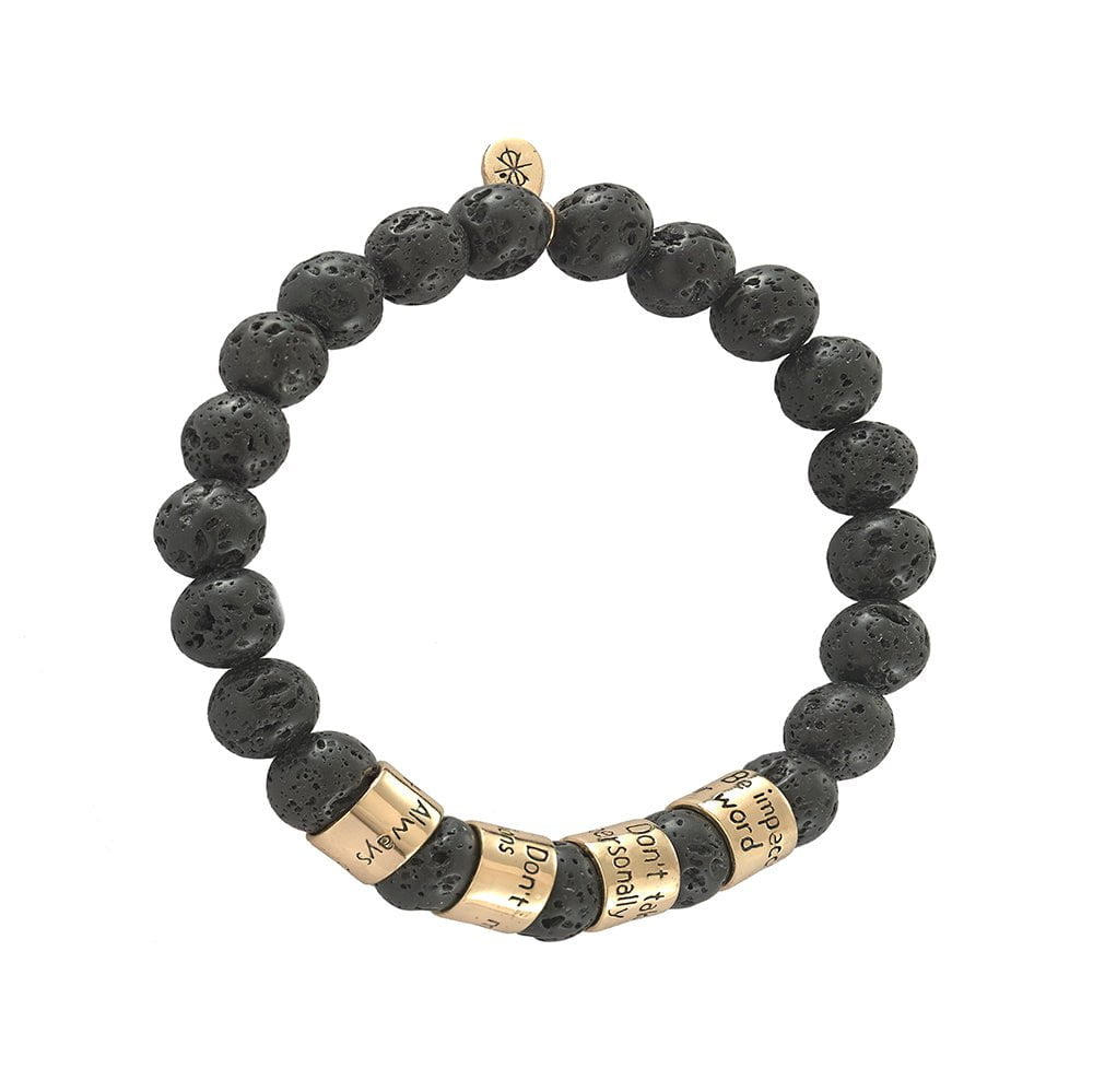 Jewelry Evolution8 Bracelet The Four Agreements Beaded Black Lava Rock Bracelet