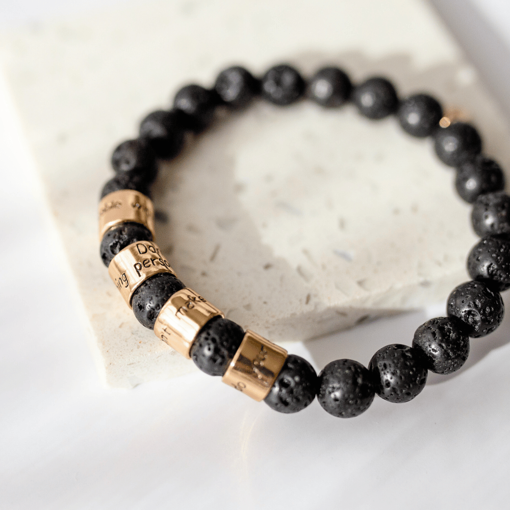 Jewelry Evolution8 Bracelet The Four Agreements Beaded Black Lava Rock Bracelet