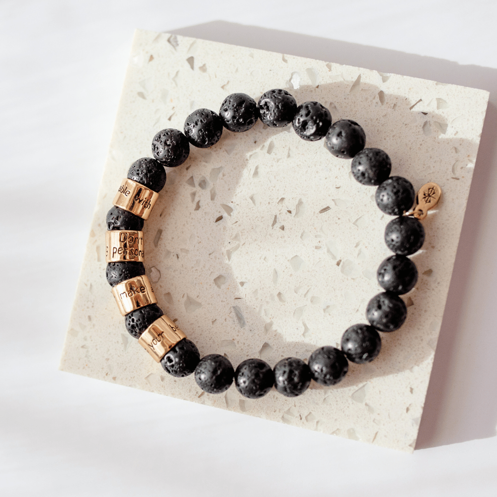 Jewelry Evolution8 Bracelet The Four Agreements Beaded Black Lava Rock Bracelet