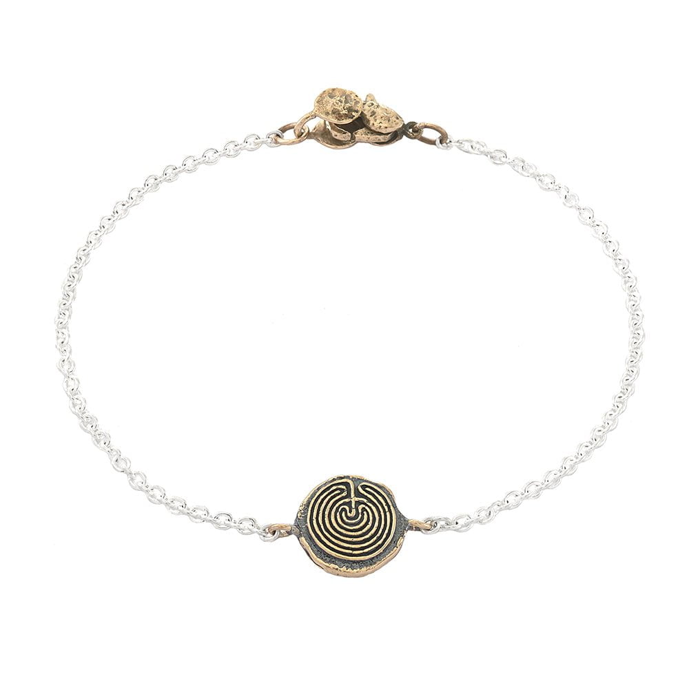 Melamun Bracelet Solid Bronze Coin Labyrinth Journey Talisman Bracelet