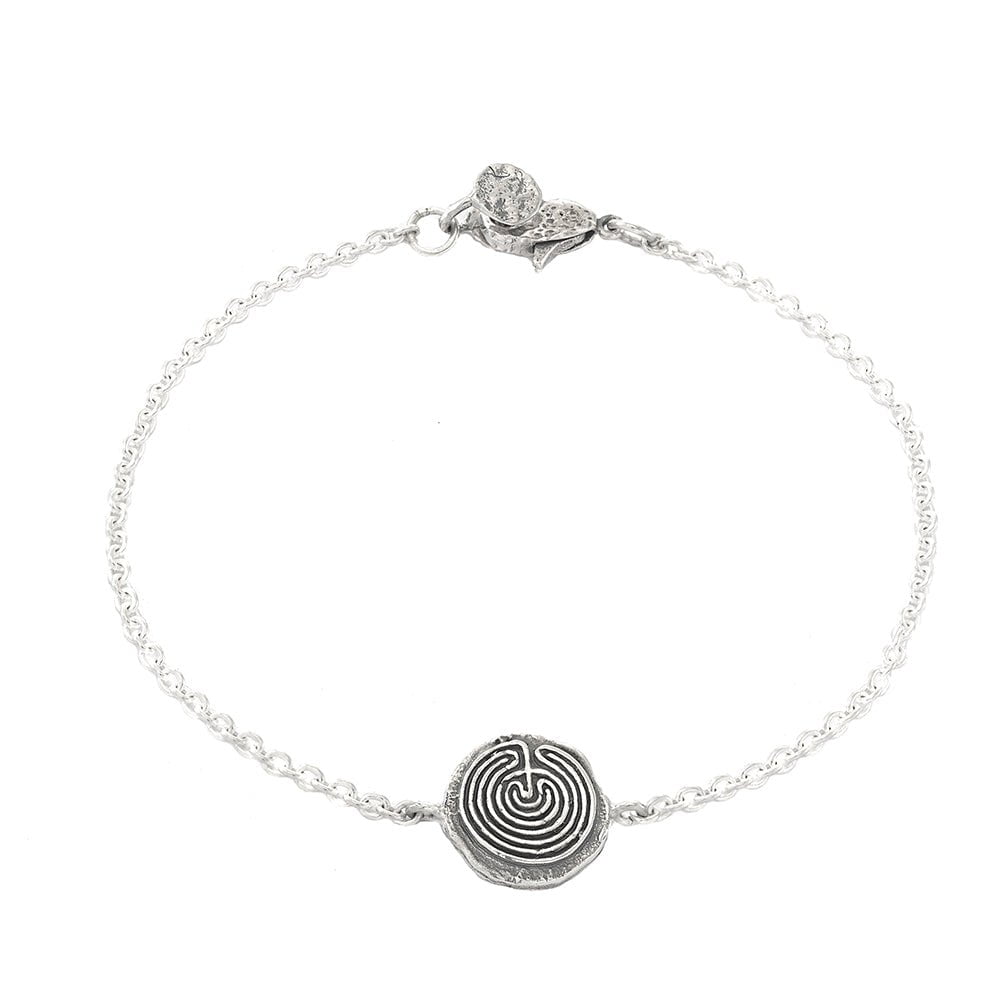 Melamun Bracelet Sterling Silver Coin Labyrinth Journey Talisman Bracelet