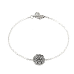 Melamun Bracelet Sterling Silver Coin Labyrinth Journey Talisman Bracelet