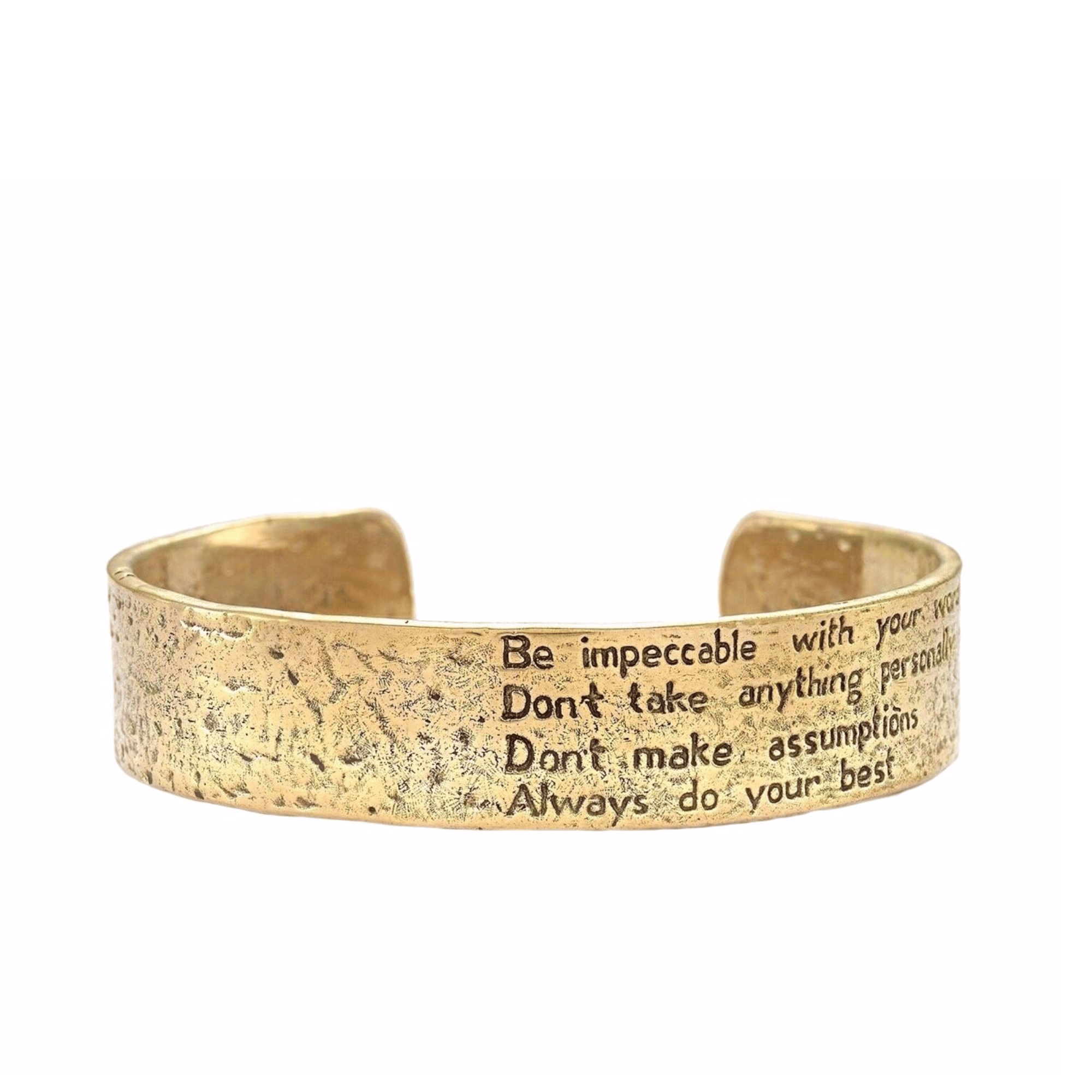 Jewelry Evolution Bracelet Small / Brass / Antiqued Texture The Four Agreements Matte Textured Cuff