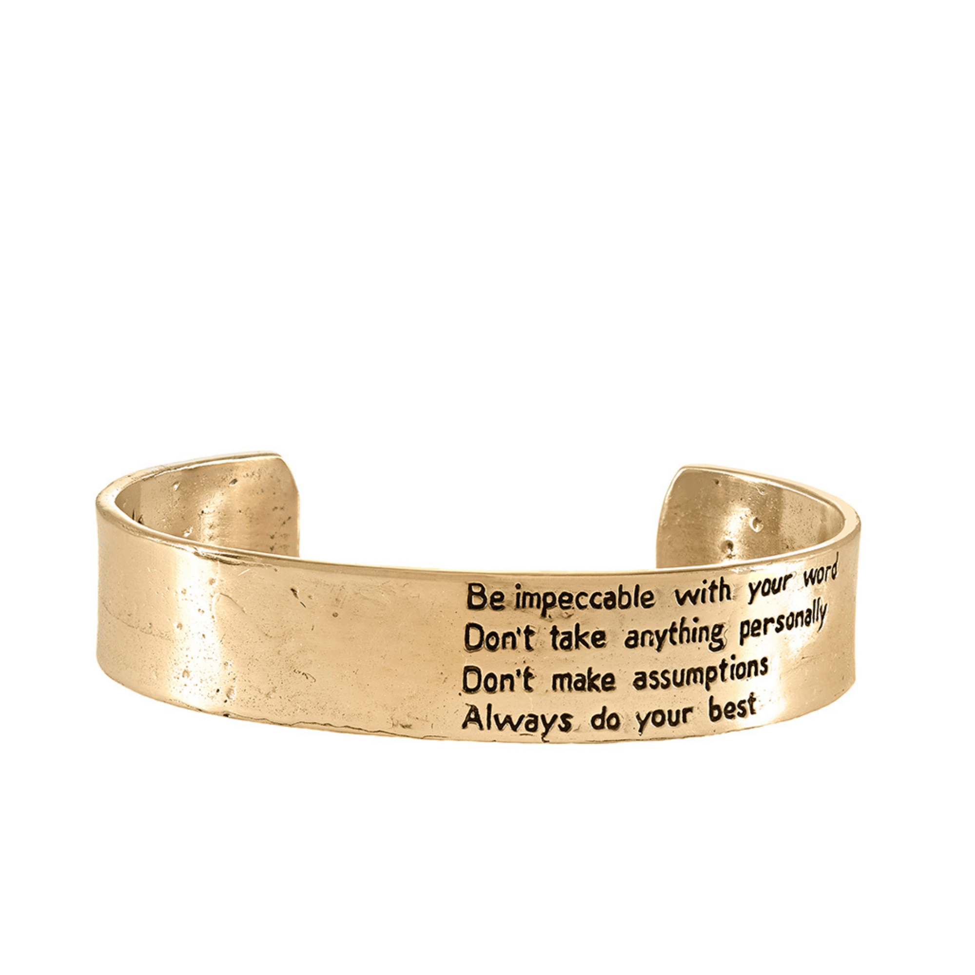 Jewelry Evolution Bracelet Small / Bronze / Antiqued Shiny The Four Agreements Matte Textured Cuff