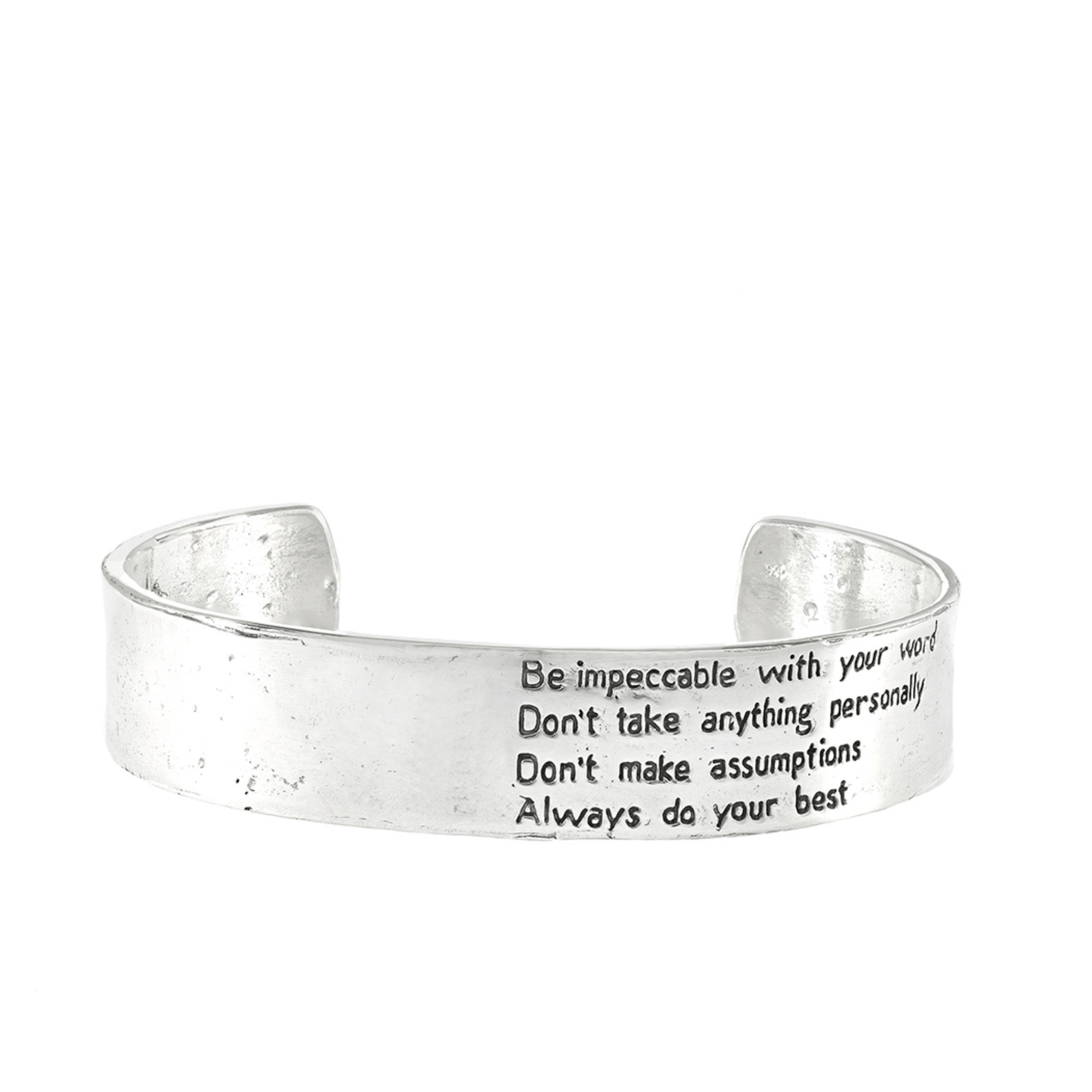 Jewelry Evolution Bracelet Small / Sterling Silver / Antiqued Shiny The Four Agreements Matte Textured Cuff