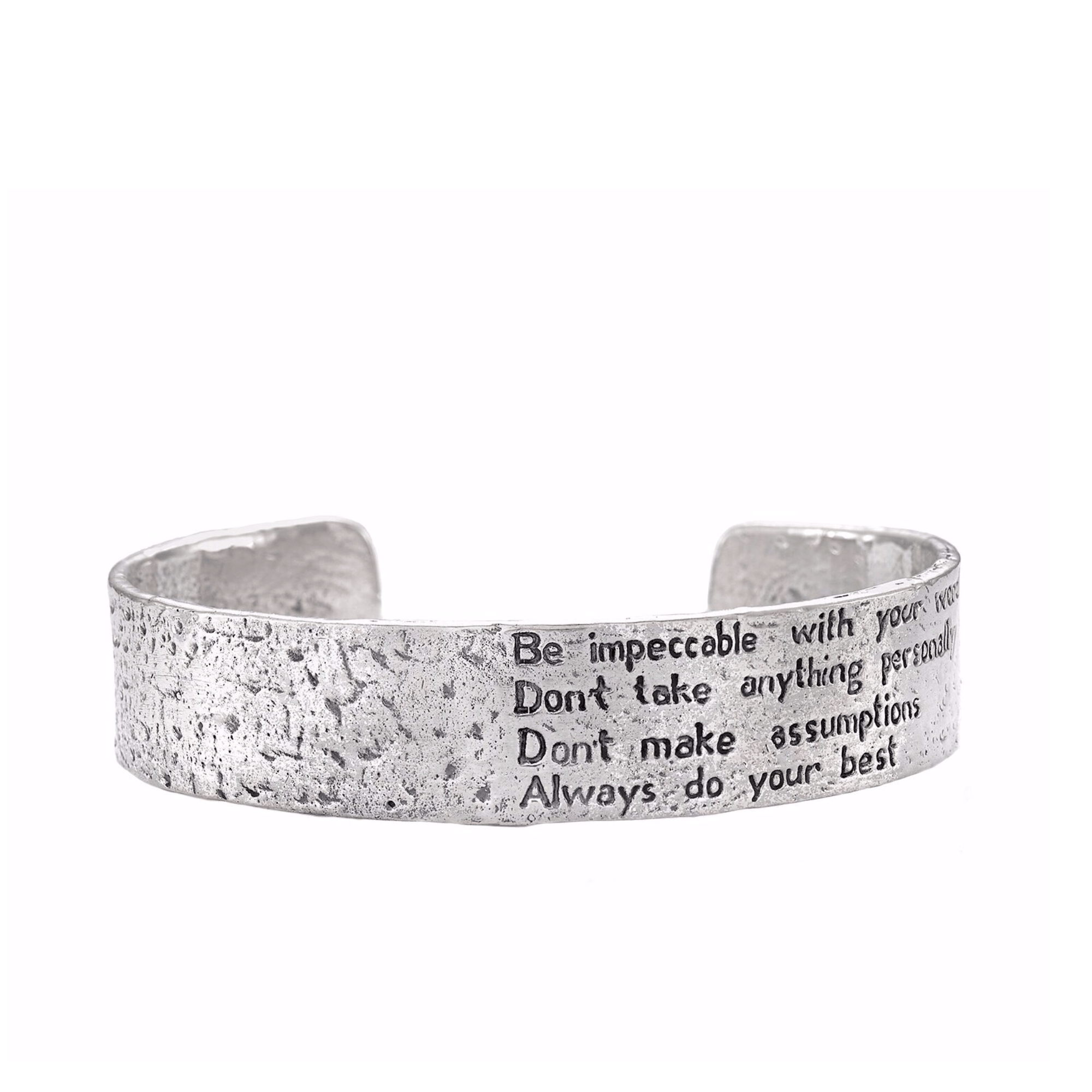 Jewelry Evolution Bracelet Small / Sterling Silver / Antiqued Texture The Four Agreements Matte Textured Cuff