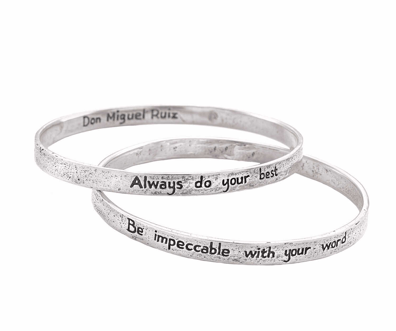 Jewelry Evolution Bracelet Small / Sterling Silver The Four Agreements Double Bangle Set