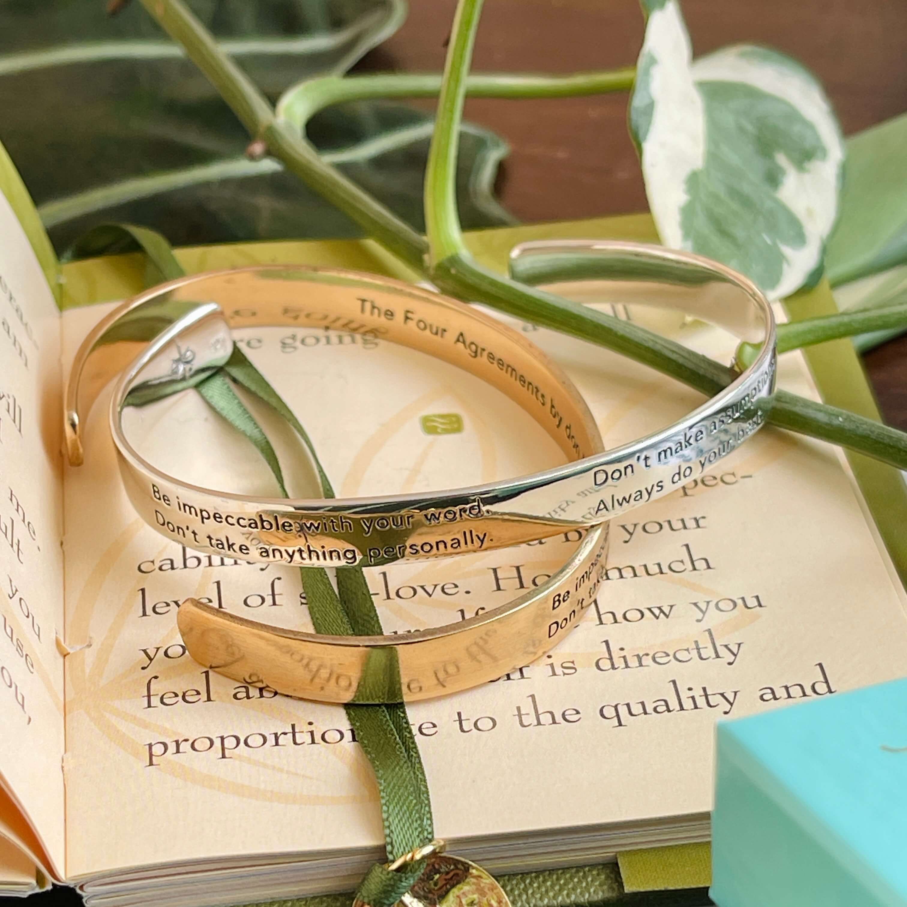 Jewelry Evolution Bracelet The Four Agreements Narrow Modern Cuff