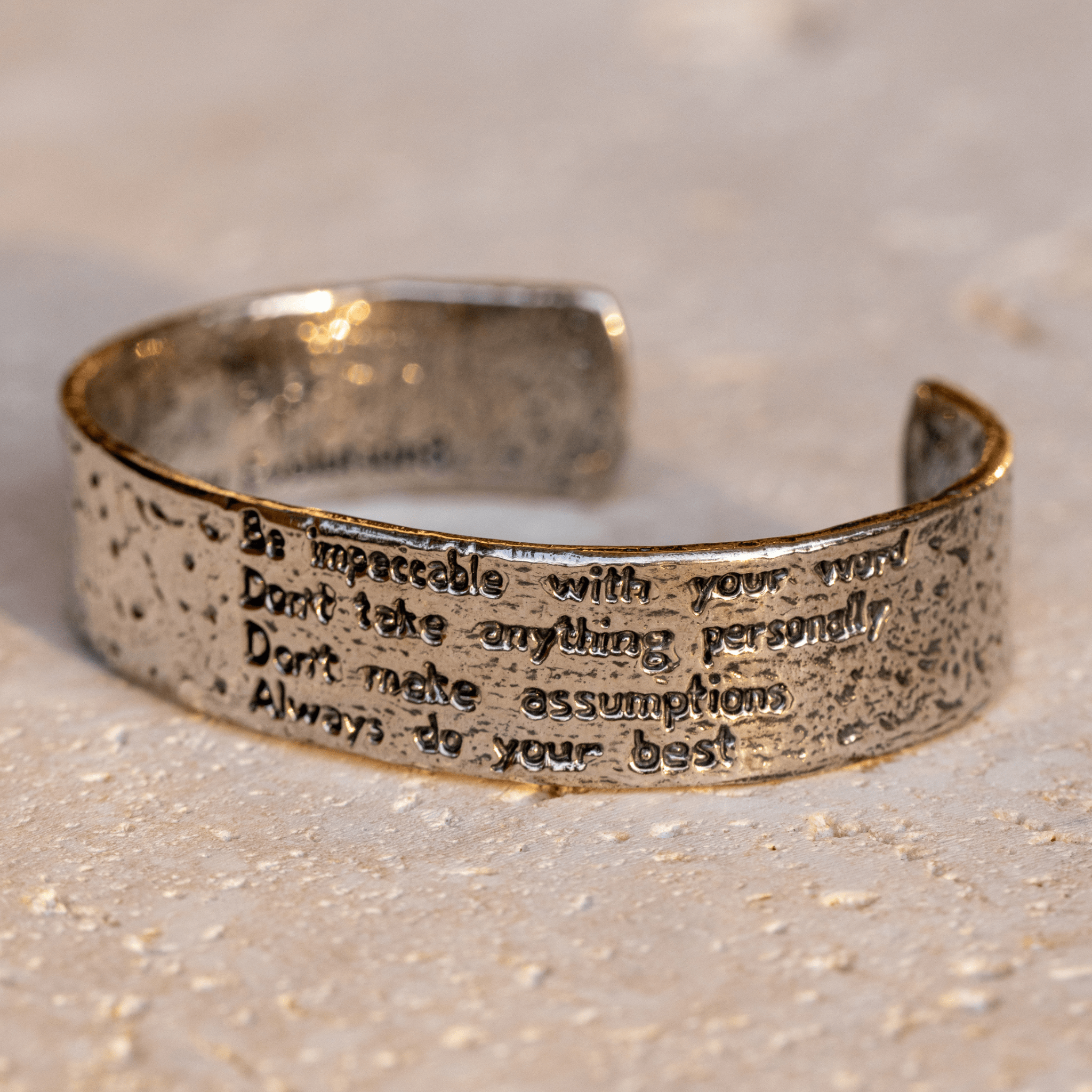 Jewelry Evolution Bracelet The Four Agreements Textured Cuff