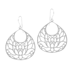 Jewelry Evolution Earrings Lotus Flower Earrings in Sterling Silver