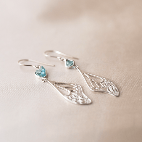 Elegance Butterfly Wing Earrings with Blue Zircon