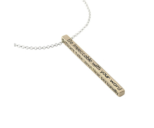 Jewelry Evolution Necklace 20-18-16" / Brass The Four Agreements Bar Necklace
