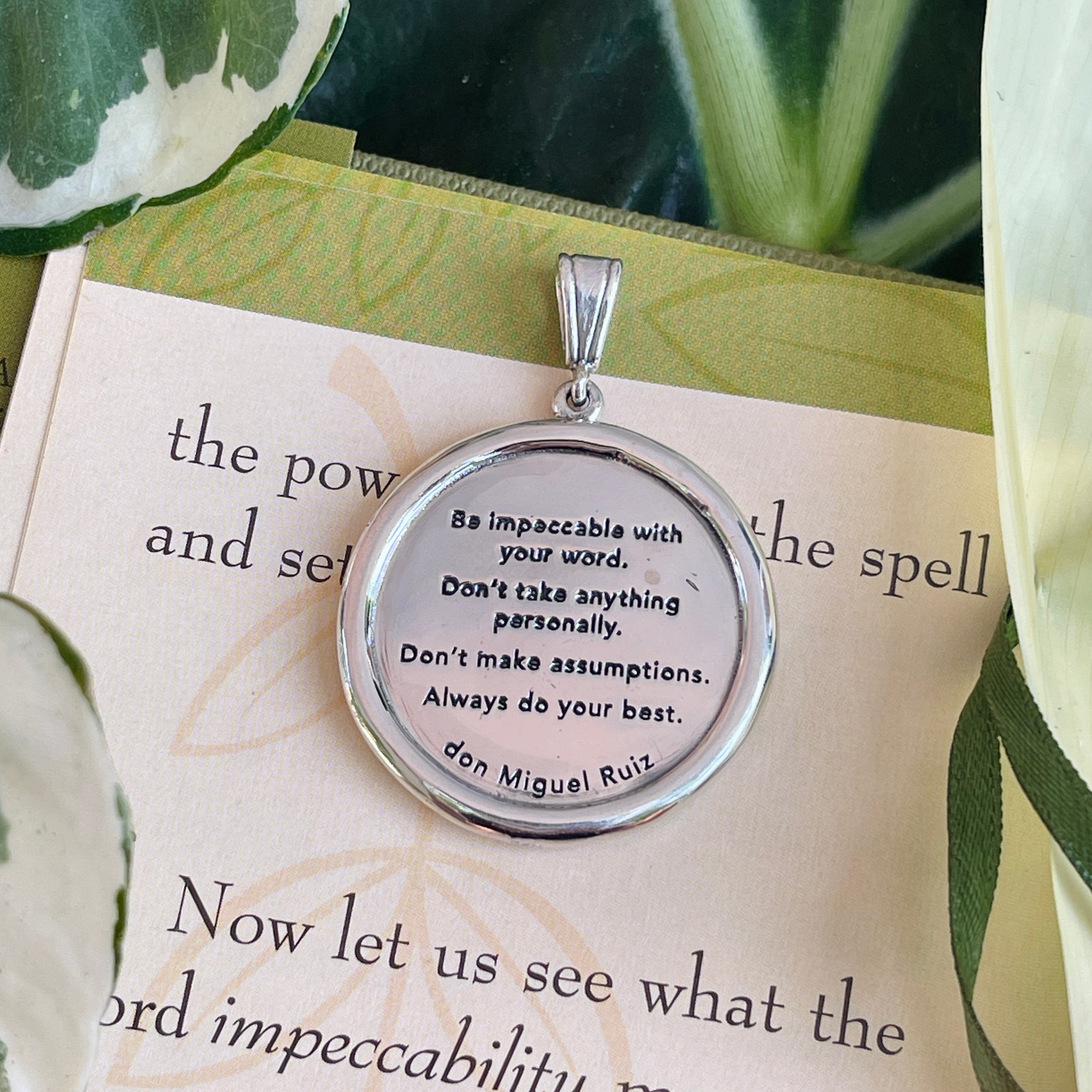 Jewelry Evolution Necklace 25-30" / Sterling Silver The Four Agreements Waves of Change Medallion