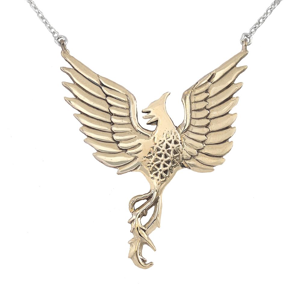 Jewelry Evolution Necklace Bronze on Sterling Silver Chain Phoenix "Rise Strong" Necklace