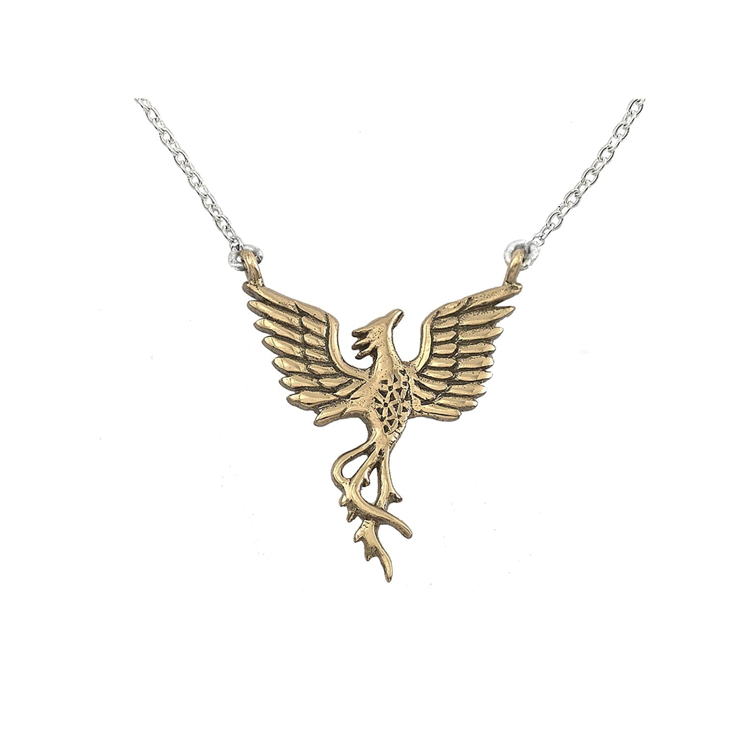 Jewelry Evolution Necklace Bronze on Sterling Silver Chain Phoenix "Rise Strong" Petite Necklace