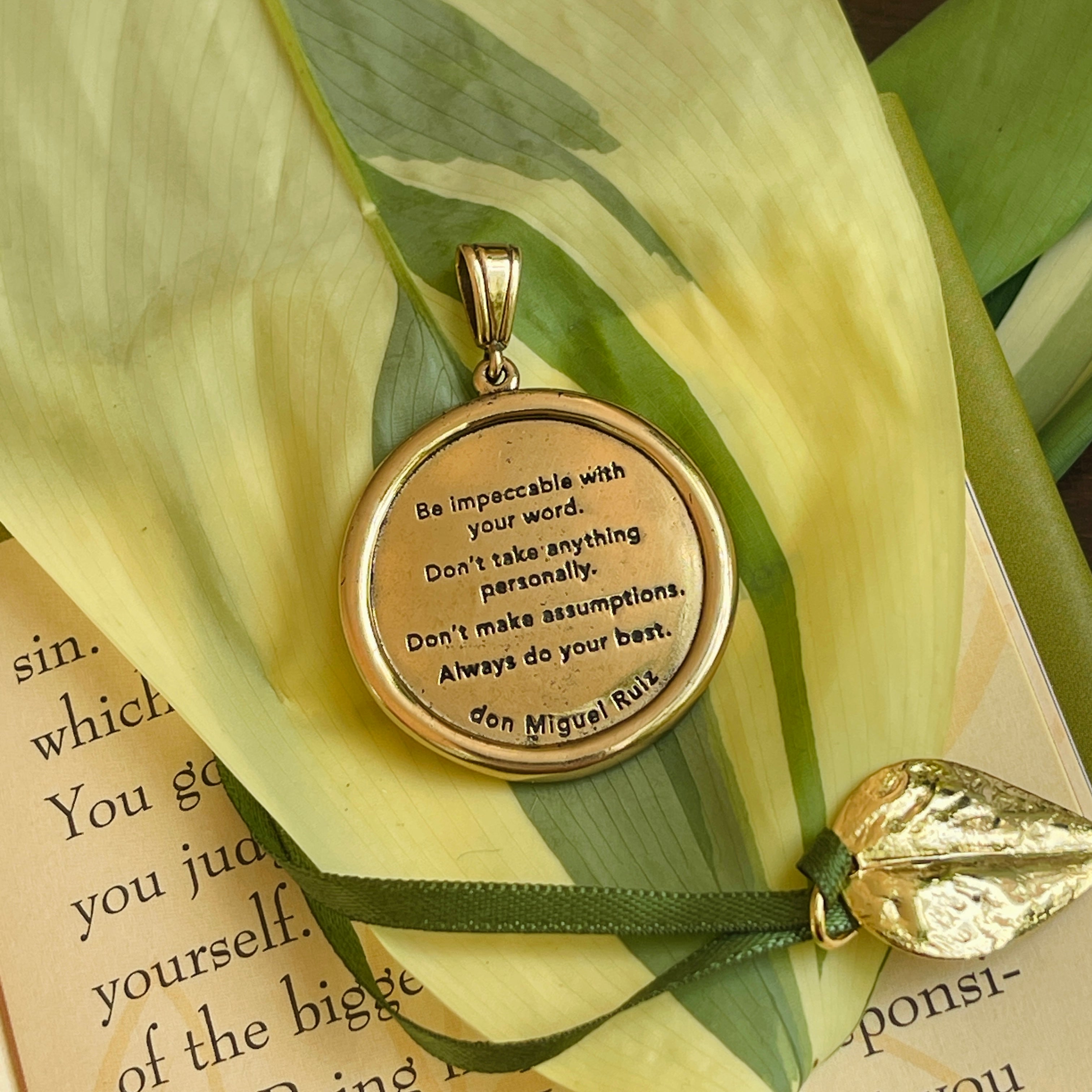 Jewelry Evolution Necklace Pendant Only / Bronze The Four Agreements Waves of Change Medallion