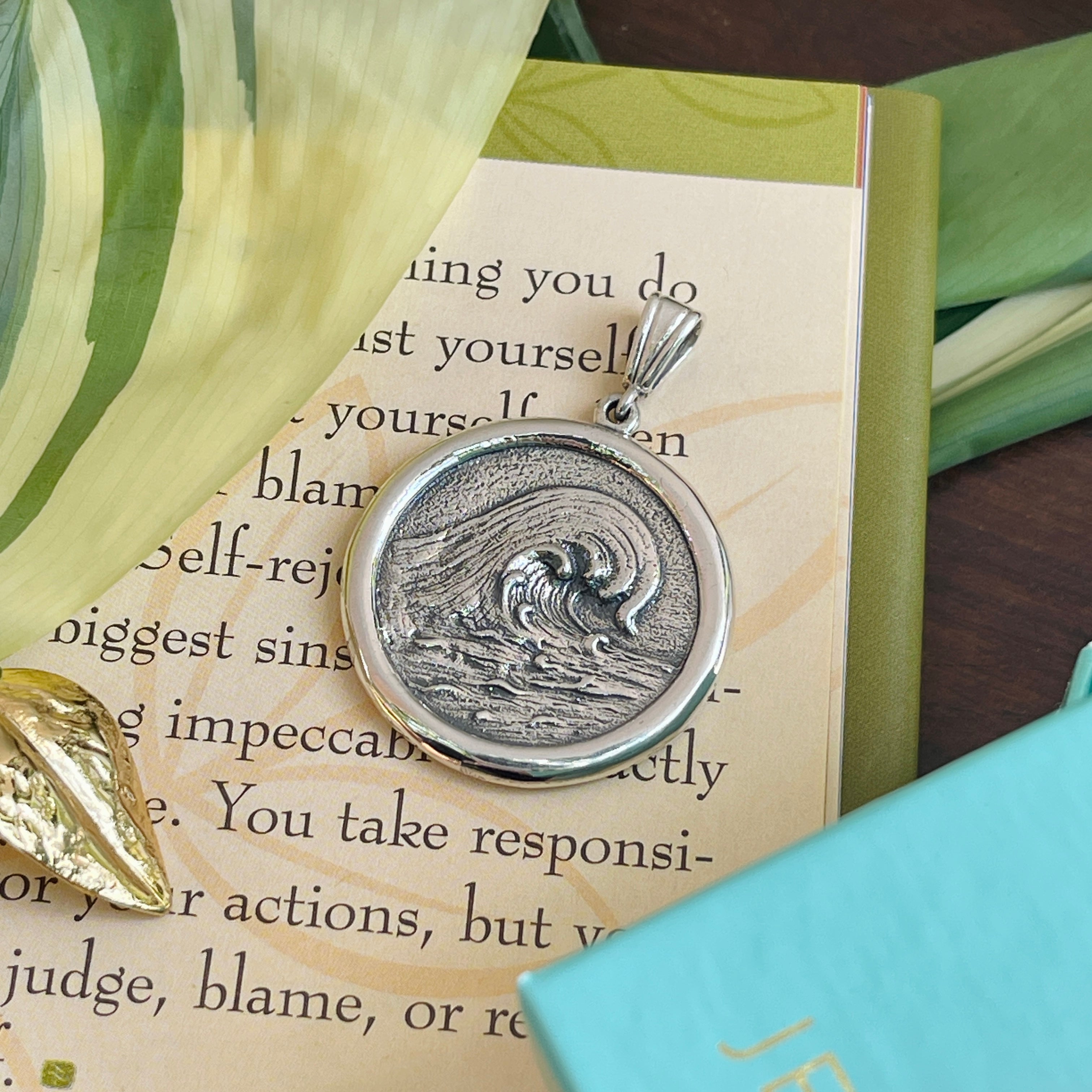 Jewelry Evolution Necklace Pendant Only / Sterling Silver The Four Agreements Waves of Change Medallion