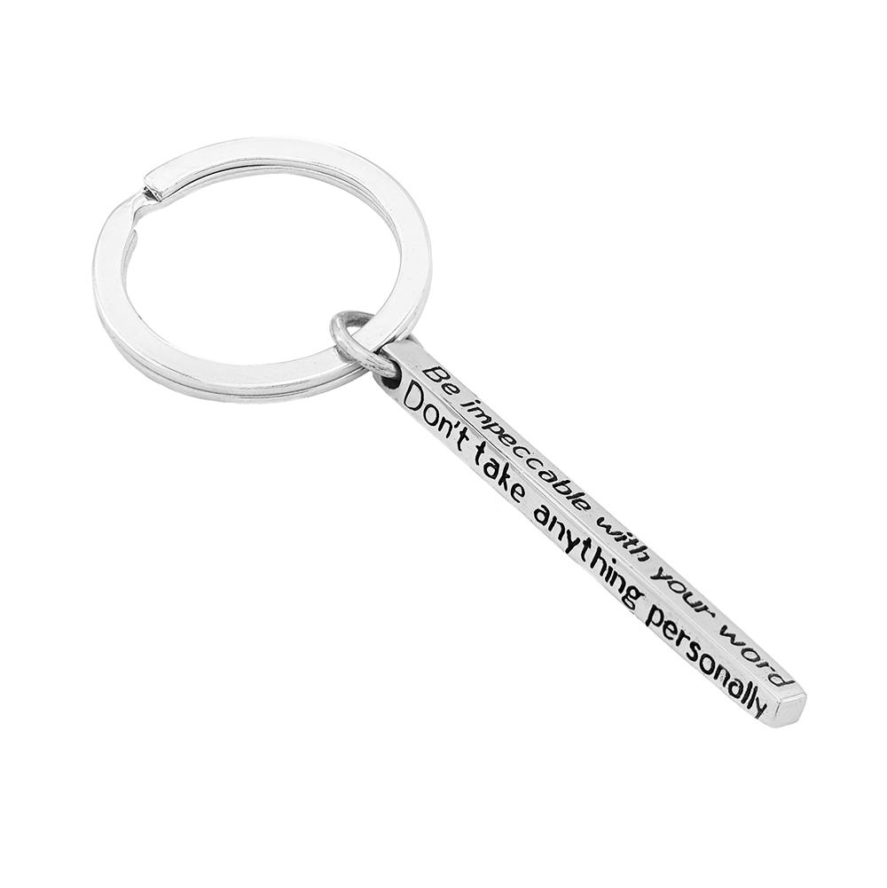 Jewelry Evolution Necklace Sterling Silver The Four Agreements Bar Keychain