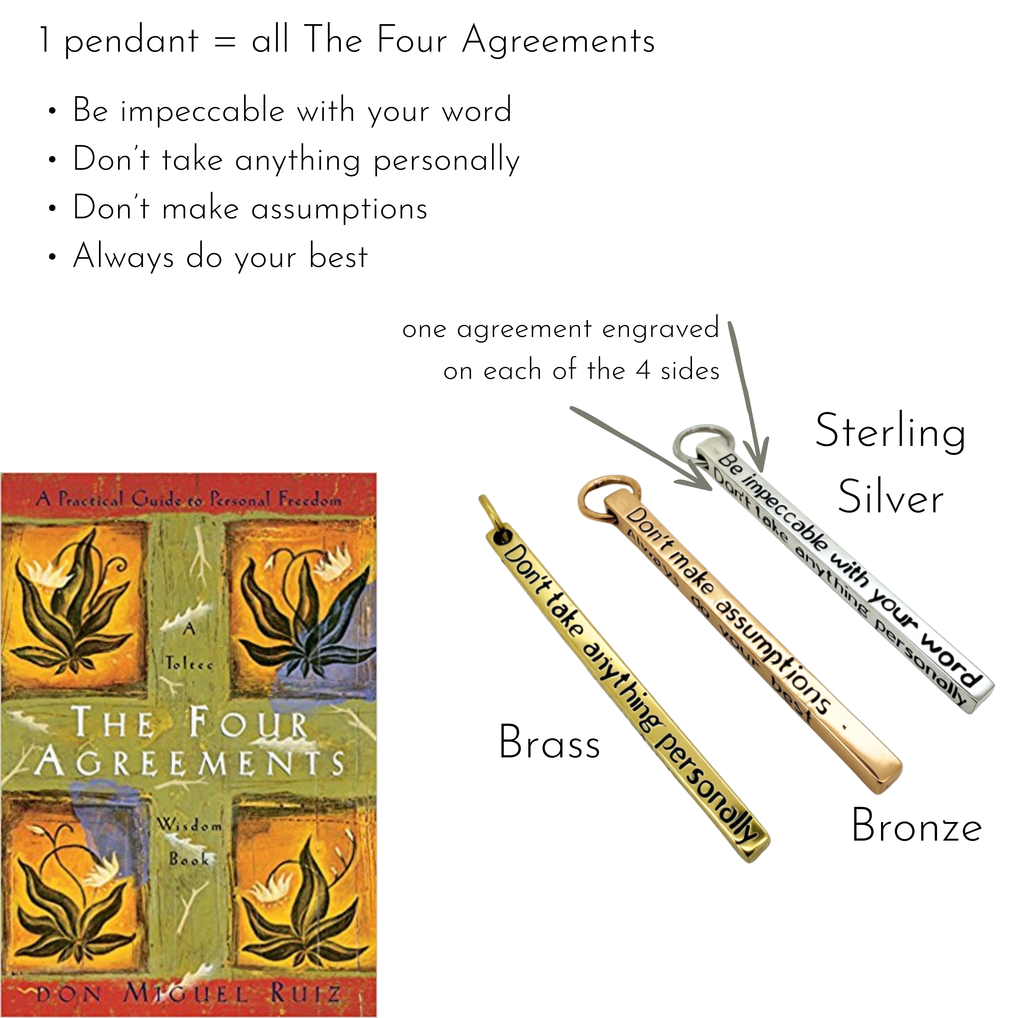 Jewelry Evolution Necklace The Four Agreements Bar Necklace