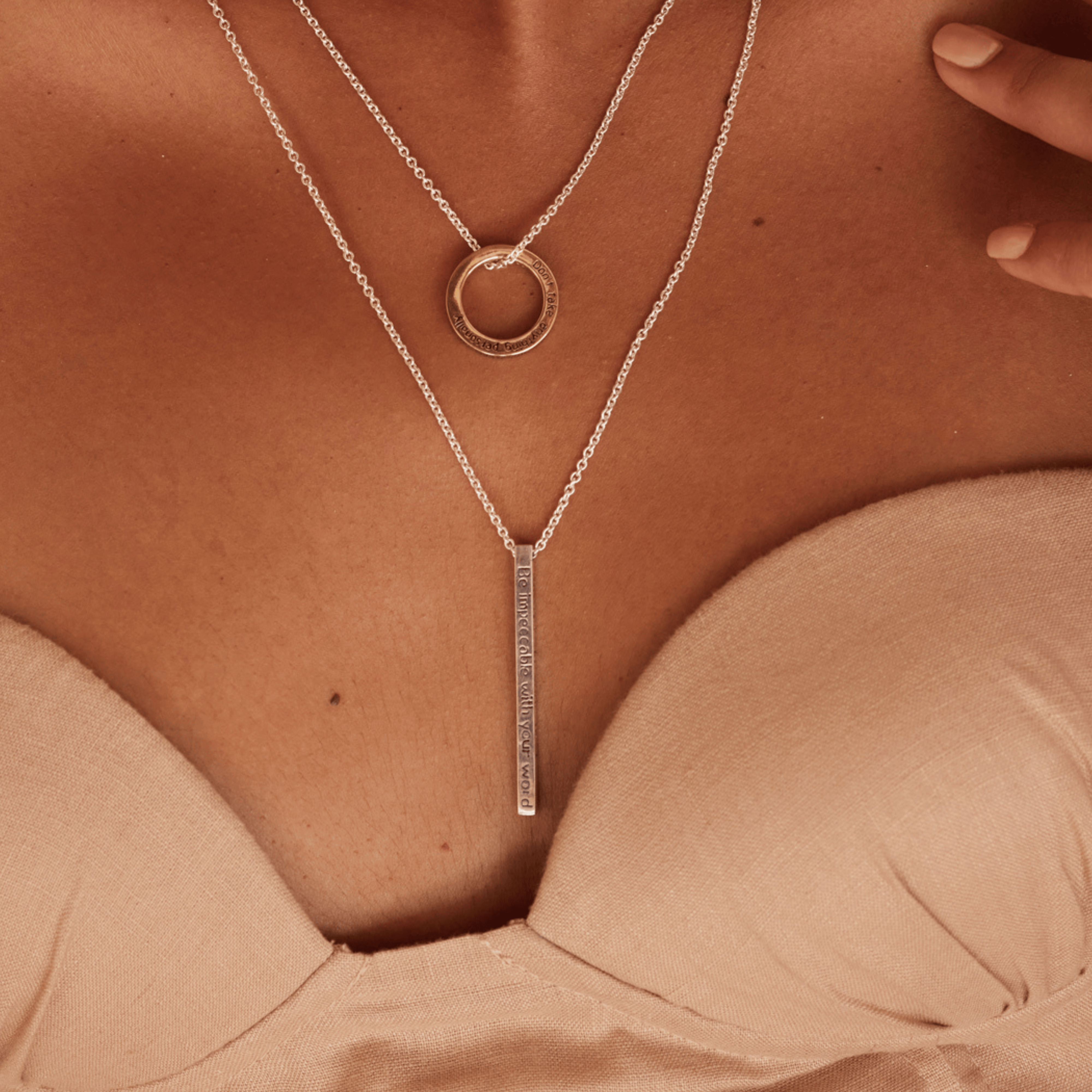 Jewelry Evolution Necklace The Four Agreements Bar Necklace