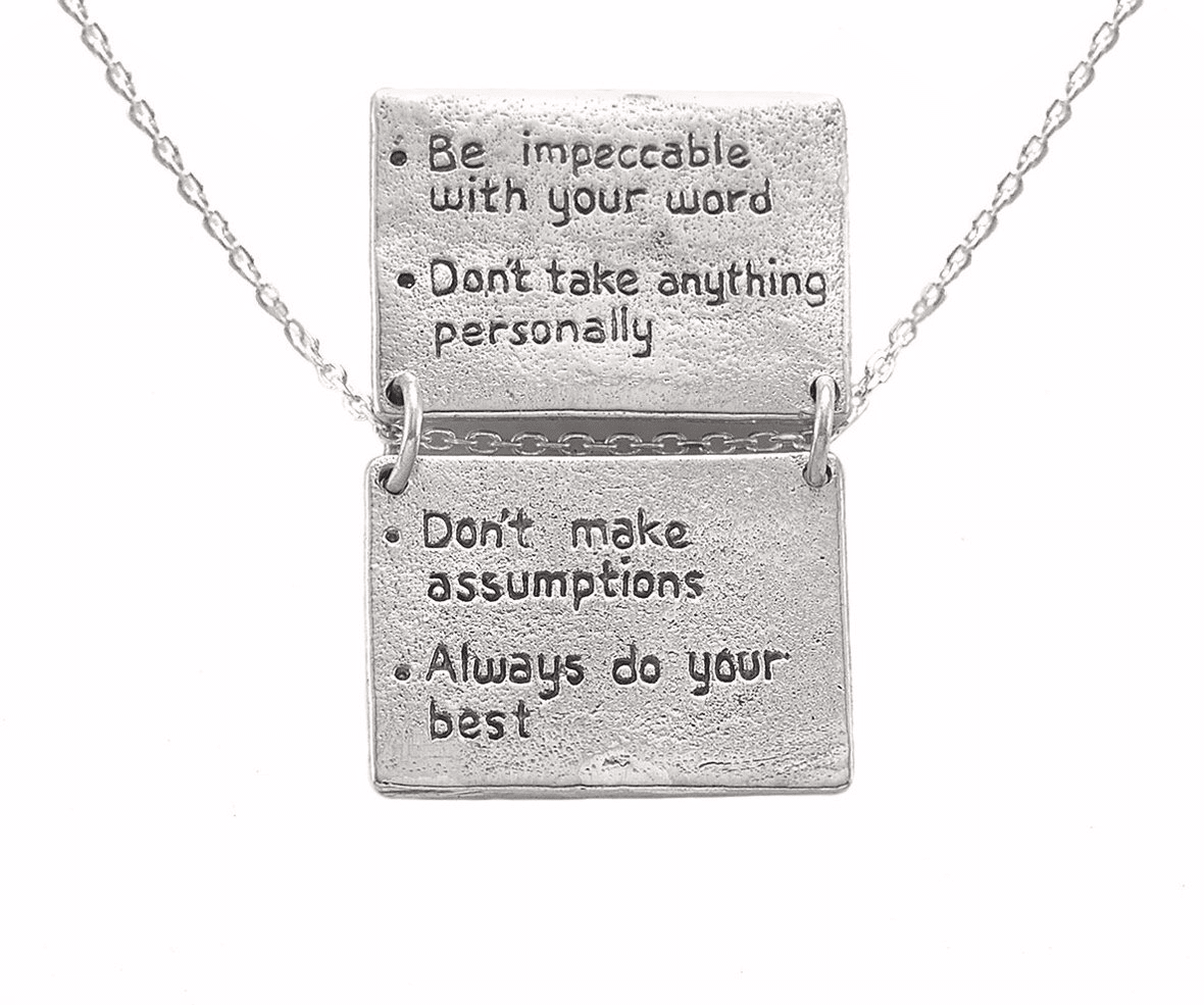 Jewelry Evolution Necklace The Four Agreements Book Necklace
