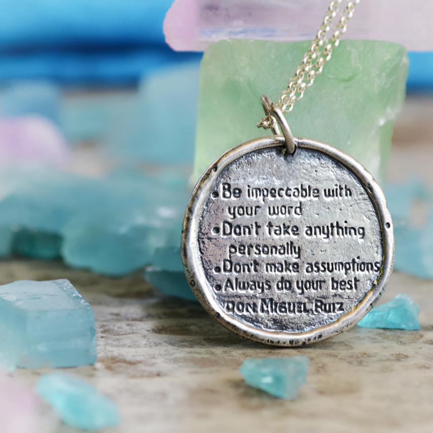 Jewelry Evolution Necklace The Four Agreements Medallion Necklace