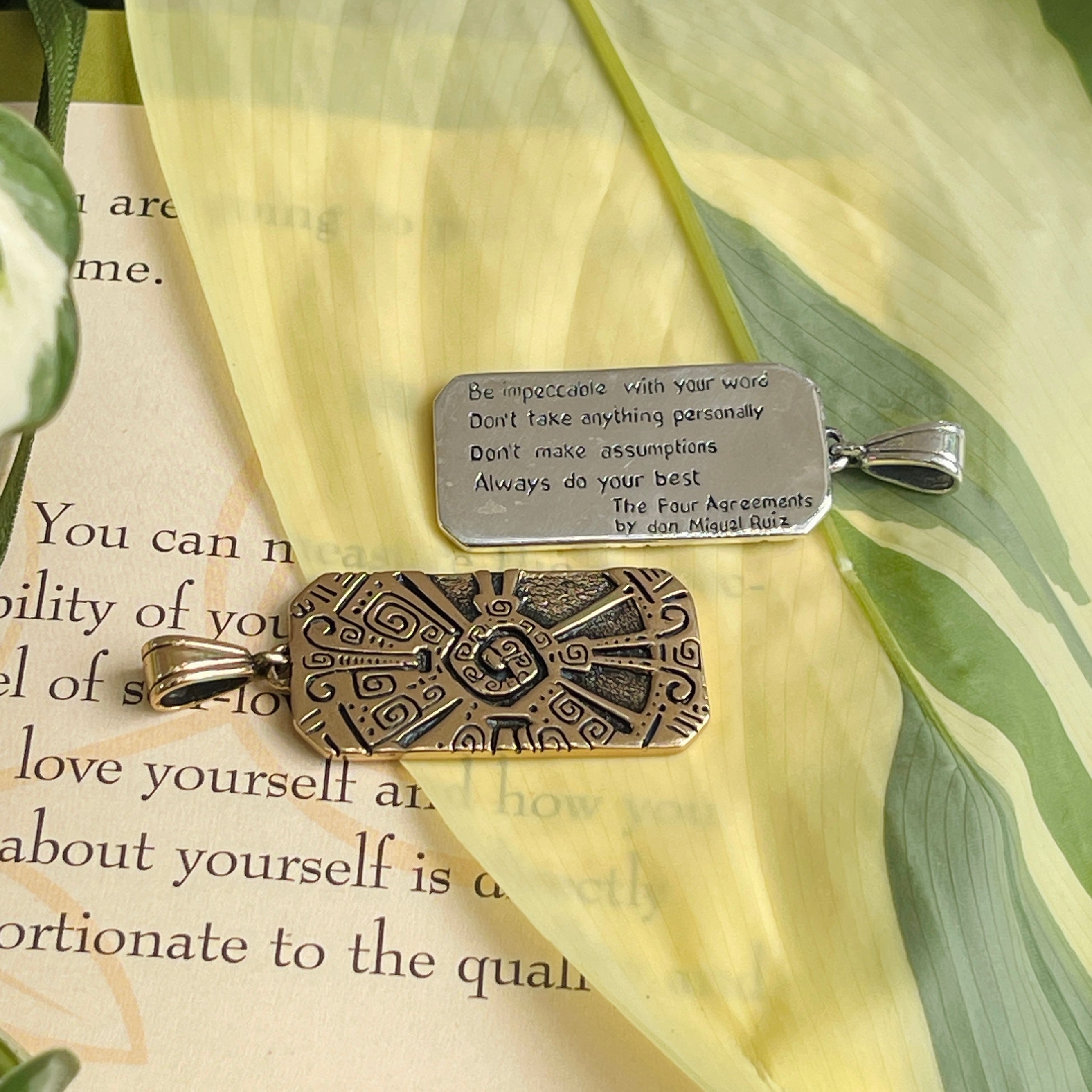 Jewelry Evolution Necklace The Four Agreements Oneness Hunab-Ku Dogtag Pendant