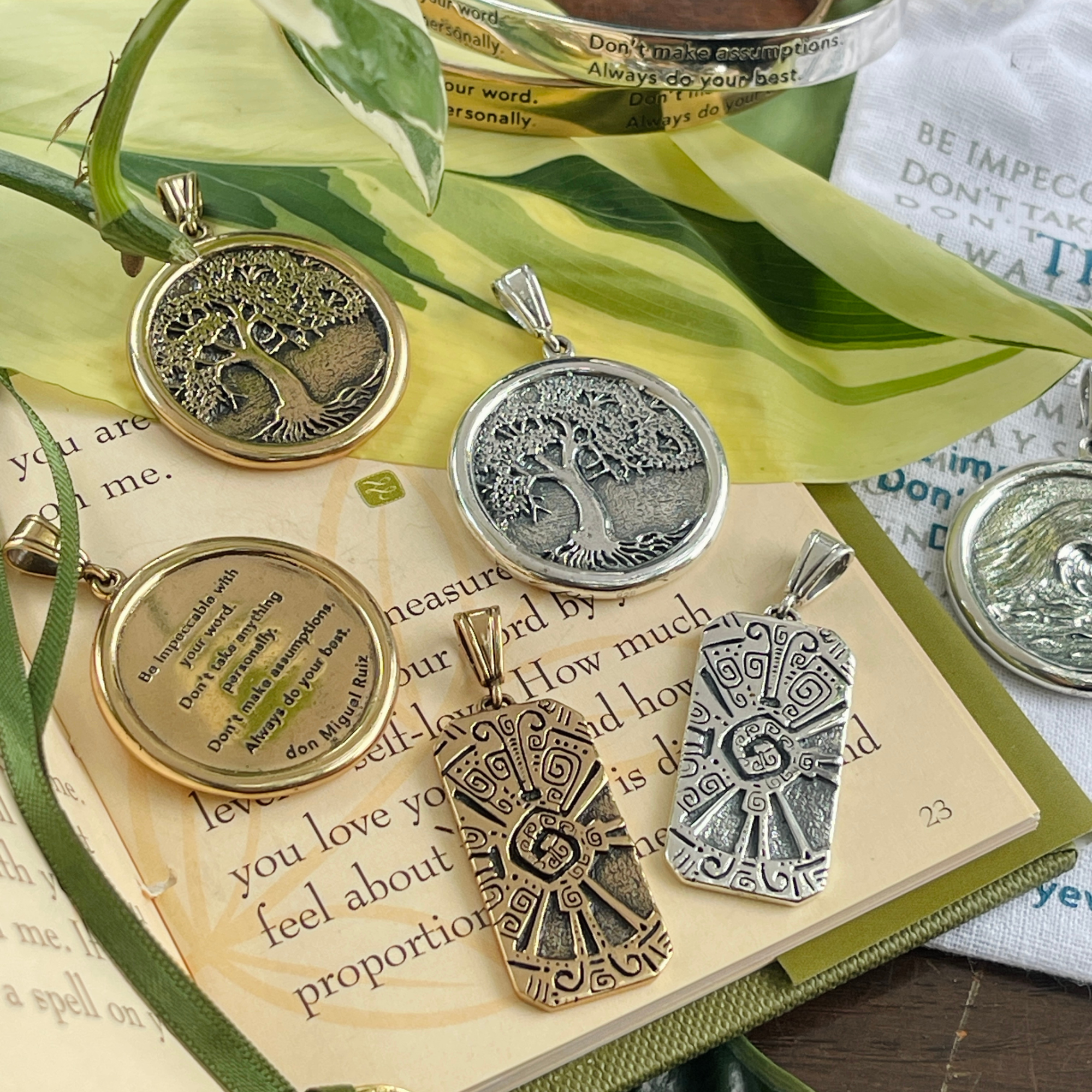 Jewelry Evolution Necklace The Four Agreements Tree of Life Medallion